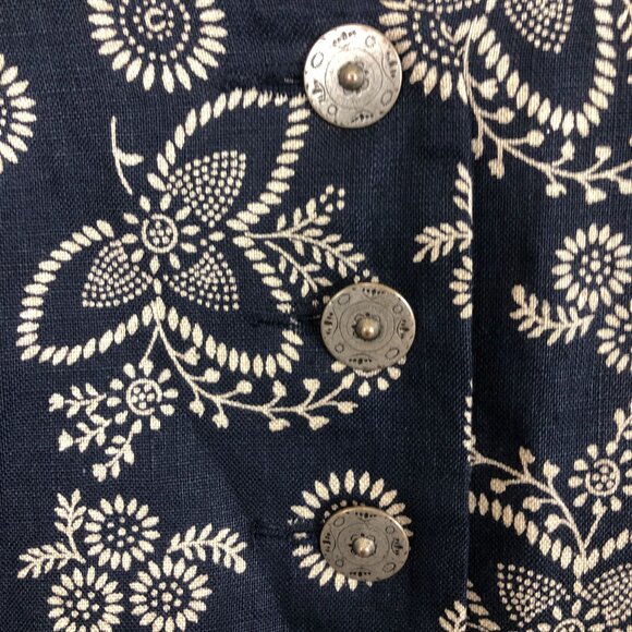 Geiger Collections Austria Women's Linen Jacket 36 Floral Etched Metal Buttons - Picture 3 of 8